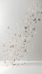 A chaotic explosion of color, shaped like scattered musical notes caught in a gust of wind.4