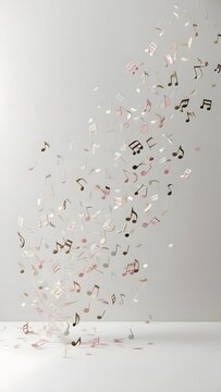 A chaotic explosion of color, shaped like scattered musical notes caught in a gust of wind.4