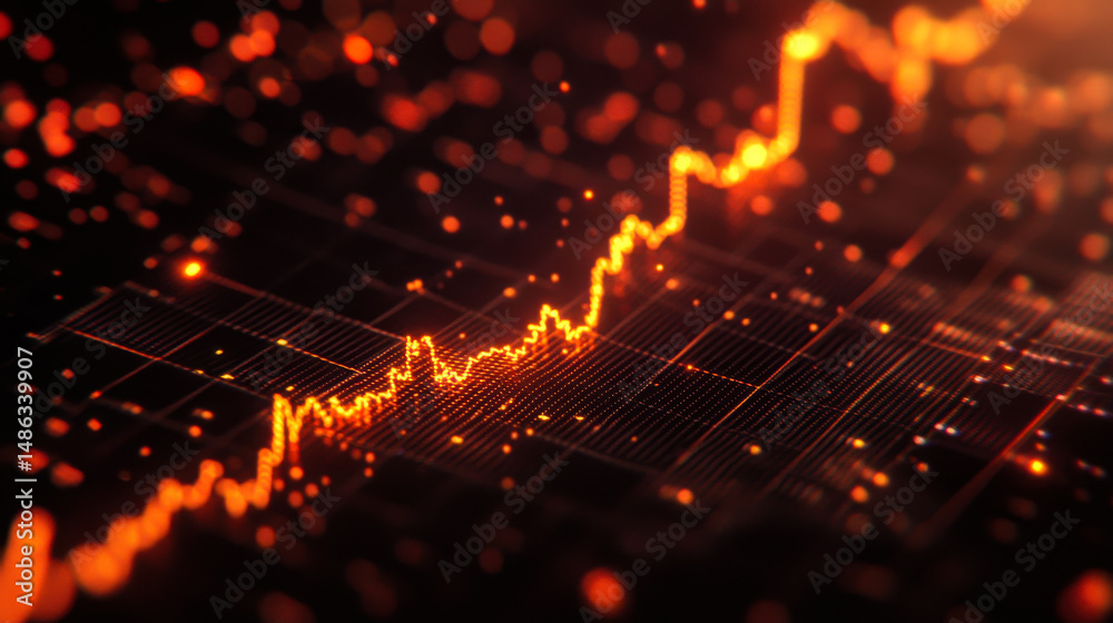 Poster vibrant data visualization showcasing fluctuating metrics in a high-tech analytical environment