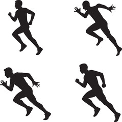 Running Man Silhouettes, Athletic Sprinters