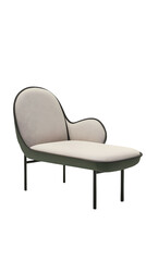 Fototapeta premium A modern, light beige chaise lounge with a gently curved, organic form and slender dark legs. Offers comfort and contemporary design