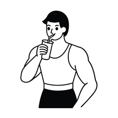 Fitness Enthusiast Drinking Sugarcane Juice