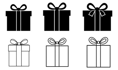 Present gift box icon. Vector isolated elements. Christmas gift icon illustration vector symbol. Surprise present linear design. Stock vector