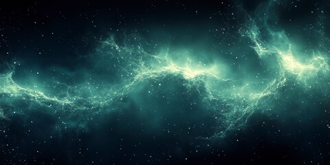 Fototapeta premium Swirling nebula in space, teal, white, and dark