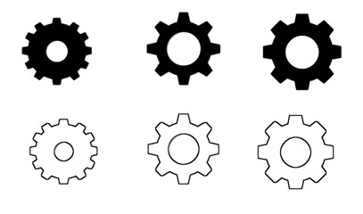 Gear set. Black gear wheel icons on white background - stock vector.