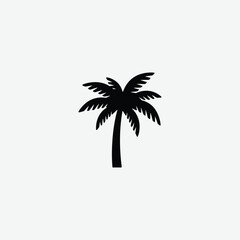 Obraz premium Palm Tree Vector Silhouette on White Background - High-Quality Stock Illustrations