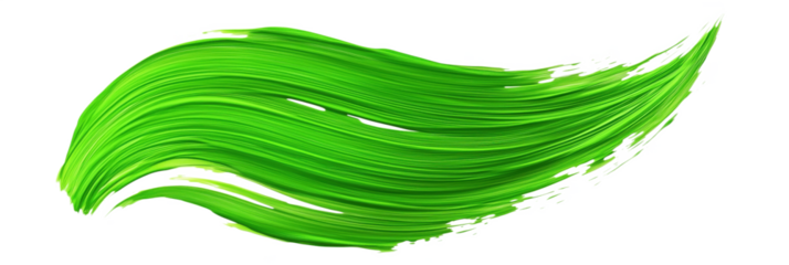 Vibrant green paint stroke showcasing fluidity and artistic expression, isolated on transparent background, png
