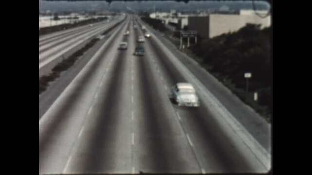 Hollywood Freeway 1962 - Traffic passes on the Hollywood Freeway, US Route 101, in Los Angeles, California in 1962.