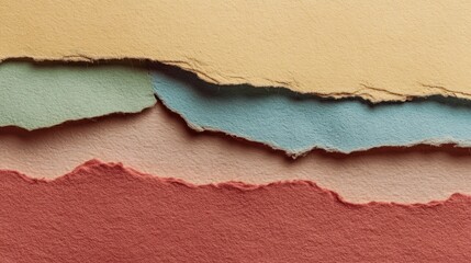 Layered torn paper in pastel hues
