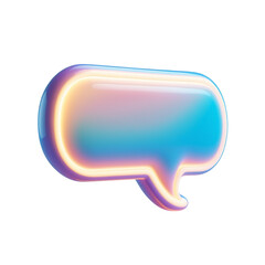 Fototapeta premium Neon Speech Bubble 3D Render Colorful Communication Design Element