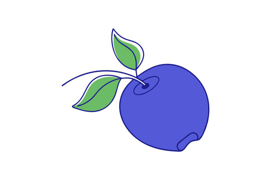 blue fruit with green leaves clip art preview