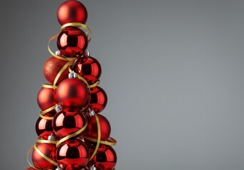 Christmas tree made of red balls isolated on white background