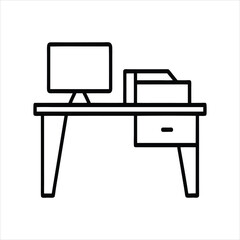 Office Workspace Desk Icon Line and Glyph Vector Illustration