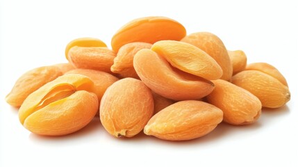 Pile of Dried Apricots in Vibrant Orange Color Showcasing Natural Sweetness and Healthy Snack isolated on White Background