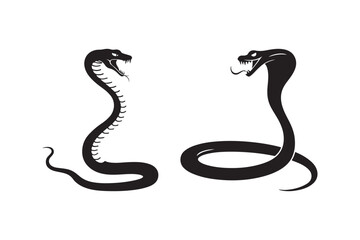 Cobra Snake Silhouette Vector Black Venomous Reptile SVG for Tattoo, Logo, Design