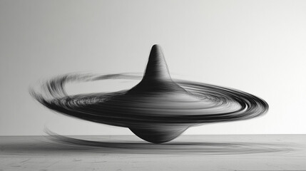 Monochrome spinning top motion blur art
