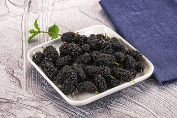 Juicy sweet mulberry in the bowl