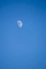 Minimal Half Moon Against a Clear Blue Sky View