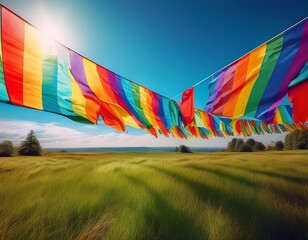 Naklejka premium Pride-Wimpel im Wind auf Wiese