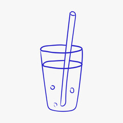 Classic glass filled with refreshing beverage and straw showcases simplicity of drinkware design