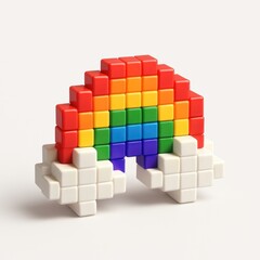 Colorful pixelated rainbow blocks.