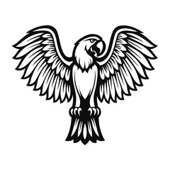 Majestic Black Eagle Silhouette, Wings Spread, Bold Outlines, Detailed Feathering, Isolated