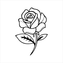 Vintage floral vector illustration of a rose blossom design on white