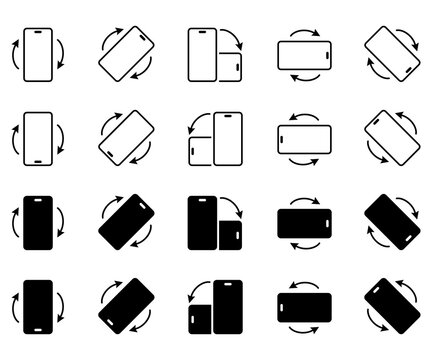 Smartphone rotation device orientation rotate mobile screen icon set flat design