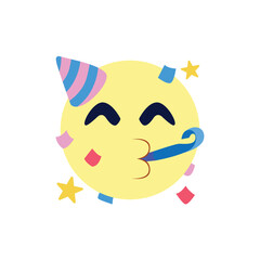 happy celebration confetti face birthday joy smile emoji vector symbol sign icon party illustration
