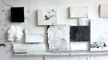 Abstract White and Black Textured Art Collage