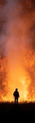 Firefighter silhouette intense blaze wildfire hero emergency danger heat smoke courage rescue flames burning landscape bravery emergency-response firefighter-life