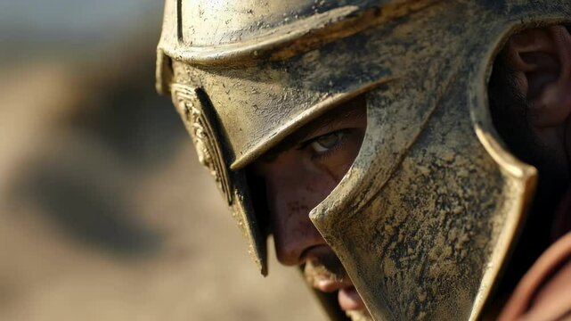 Spartan hero: shield raised, spear thrust, battle stance, ancient courage, warrior strength, armor shine, fearless advance, disciplined strike, intense fight, legendary valor