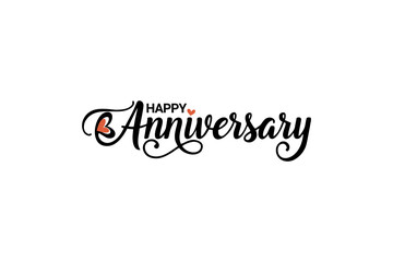 Happy Anniversary Calligraphy with Heart – Elegant Script Typography on White Background_06