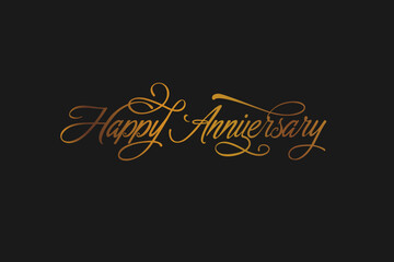 Elegant Happy Anniversary Calligraphy with Flourishes – Gold on black Background_07