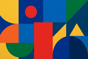 Vibrant geometric shapes and colors composition.