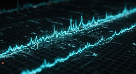 Abstract technology background with glowing data lines and grid system visuals