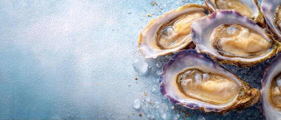 Exquisite fresh oysters showcasing pearlescent interiors on white