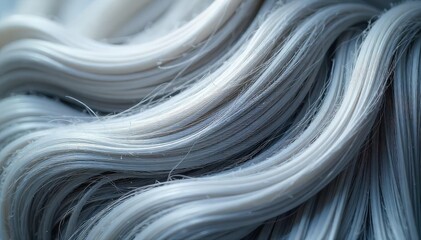 Close-up of silver, grey hair, showing texture and highlights , photographic, fine hair