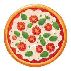 Naklejka premium Pizza Margherita with Cherry Tomato - Vector Illustration
