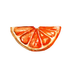 Fresh orange slice with vivid color and detail on white background showcasing its natural texture and juiciness