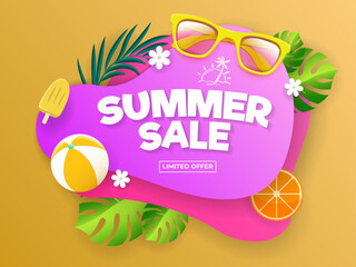 summer sale banner design template vector