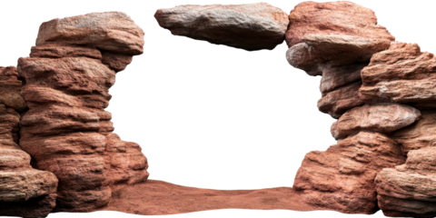 Rock arch, stone formation, rough surface, isolated object, cut out transparent