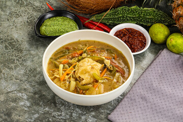 Chinese wonton soup with dumplings