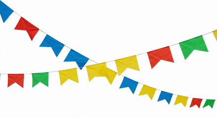 Bandeirinhas Coloridas de Festa Junina em Fundo Branco Arrai&aacute; S&atilde;o Jo&atilde;o