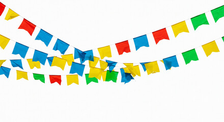 Bandeirinhas Coloridas de Festa Junina em Fundo Branco Arrai&aacute; S&atilde;o Jo&atilde;o