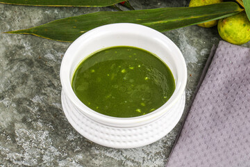 Green spinach cream vegan soup