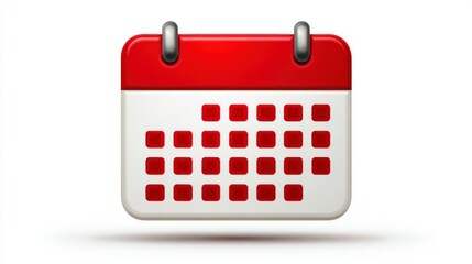 Red Calendar Icon with Grid Design for Scheduling and Planning