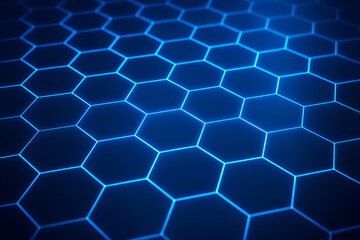 Abstract blue hexagonal pattern background.