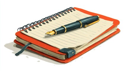 Notebook and Fountain Pen A Classic Writing Setup for Journaling Notes and Creative Work
