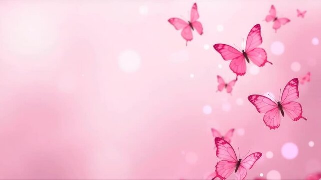 Animated delicate pink background with butterflies.